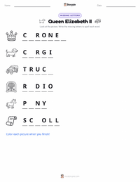 Queen Elizabeth II printable worksheet preview