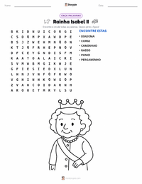 Prévia da folha de atividades imprimível Rainha Elizabeth II