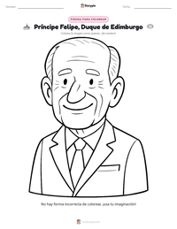 Vista previa de la hoja de trabajo imprimible de Príncipe Felipe, Duque de Edimburgo