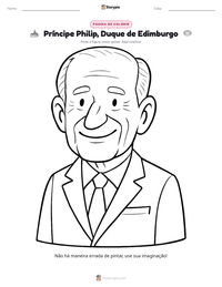 Prévia da folha de atividades imprimível Príncipe Philip, Duque de Edimburgo