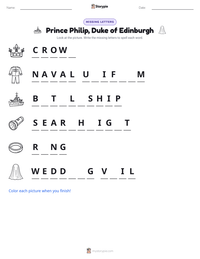 Prince Philip, Duke of Edinburgh printable worksheet preview