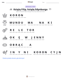 Podgląd drukowalnego arkusza ćwiczeń Książę Filip, książę Edynburga