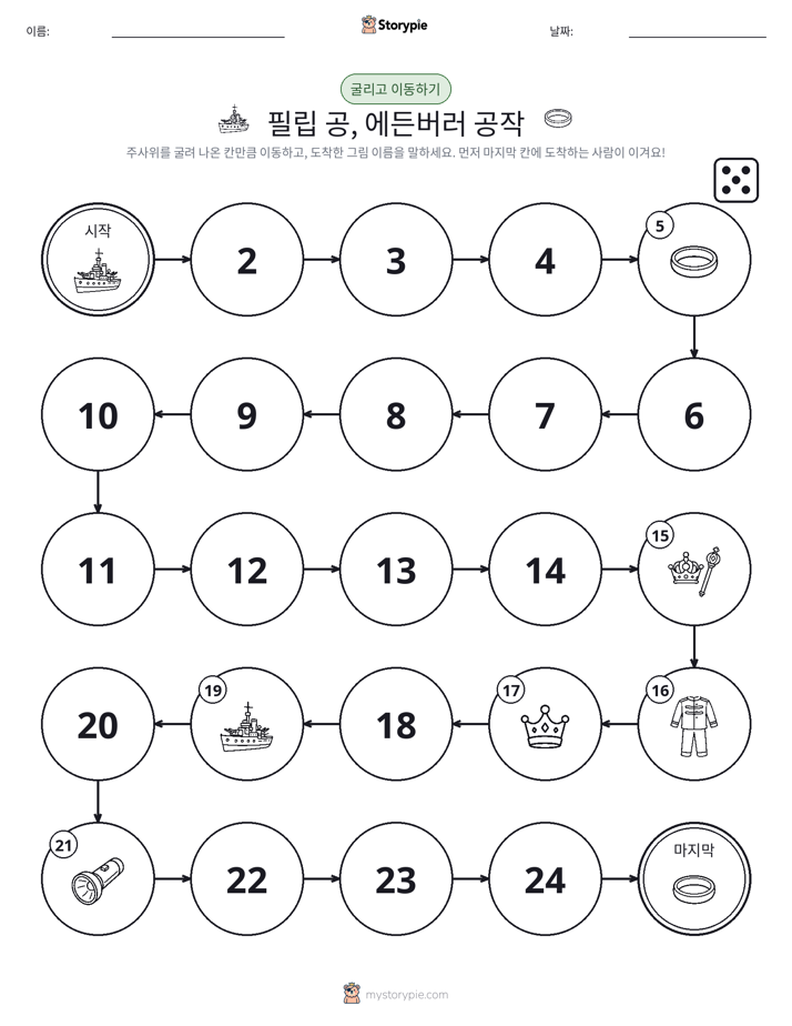 주사위 굴리고 이동하기 게임