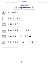 King George VI printable worksheet preview