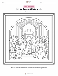 Pagina da colorare di La Scuola di Atene per bambini