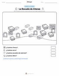 Vista previa de la hoja de trabajo imprimible de La escuela de Atenas