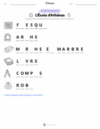 Aperçu de la feuille de travail imprimable L'École d'Athènes