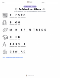 De School van Athene afdrukbare werkblad voorbeeld