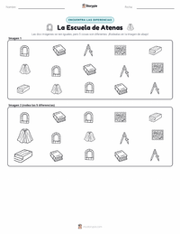 Vista previa de la hoja de trabajo imprimible de La escuela de Atenas
