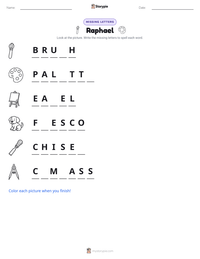 Raphael printable worksheet preview