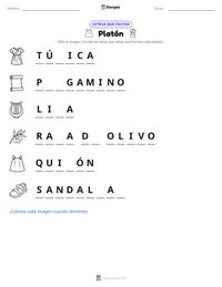Vista previa de la hoja de trabajo imprimible de Platón