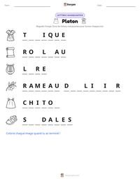 Aperçu de la feuille de travail imprimable Platon