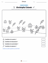 Aperçu de la feuille de travail imprimable Christophe Colomb