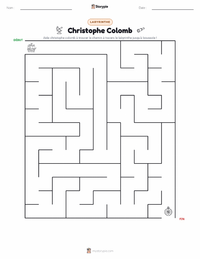 Aperçu de la feuille de travail imprimable Christophe Colomb