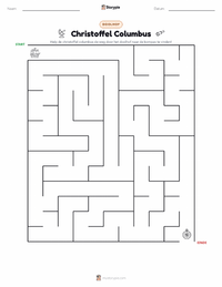 Christoffel Columbus afdrukbare werkblad voorbeeld