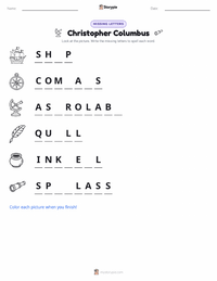 Christopher Columbus printable worksheet preview