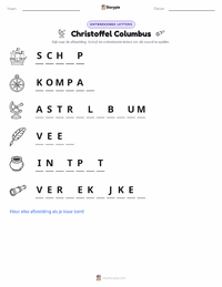 Christoffel Columbus afdrukbare werkblad voorbeeld