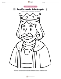 Vista previa de la hoja de trabajo imprimible de Rey Fernando II de Aragón