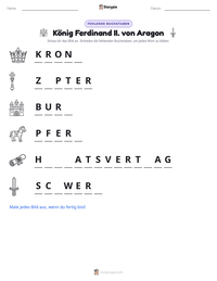 König Ferdinand II. von Aragon druckbare Arbeitsblatt Vorschau