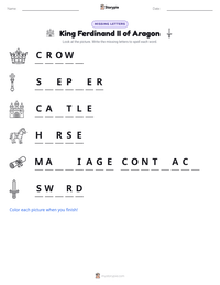 King Ferdinand II of Aragon printable worksheet preview