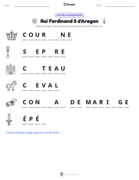 Aperçu de la feuille de travail imprimable Roi Ferdinand II d'Aragon