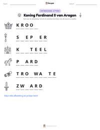 Koning Ferdinand II van Aragon afdrukbare werkblad voorbeeld