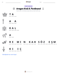 Aragon Kralı II. Ferdinand yazdırılabilir çalışma sayfası önizlemesi