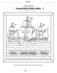 Prévia da folha de atividades imprimível Santa María, Pinta e Niña