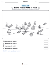 Aperçu de la feuille de travail imprimable Santa María, Pinta et Niña