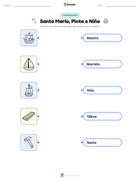 Prévia da folha de atividades imprimível Santa María, Pinta e Niña
