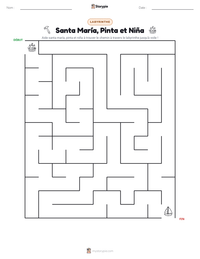 Aperçu de la feuille de travail imprimable Santa María, Pinta et Niña