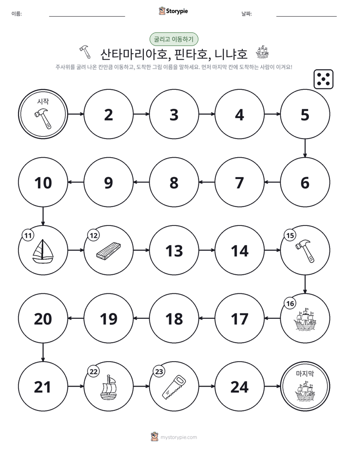 주사위 굴리고 이동하기 게임