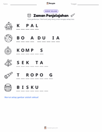 Prabaca lembar kerja cetak Zaman Penjelajahan