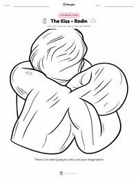 The Kiss - Rodin coloring page for kids