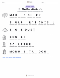 The Kiss - Rodin printable worksheet for kids