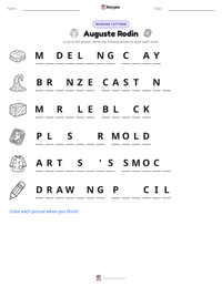 Auguste Rodin printable worksheet preview