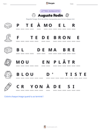 Aperçu de la feuille de travail imprimable Auguste Rodin
