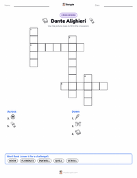 Dante Alighieri printable worksheet preview