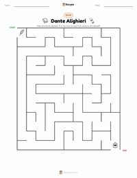 Dante Alighieri printable worksheet preview