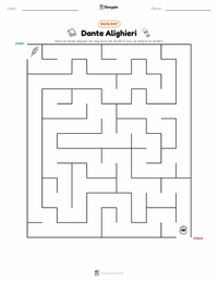 Dante Alighieri afdrukbare werkblad voorbeeld