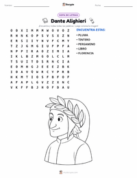 Vista previa de la hoja de trabajo imprimible de Dante Alighieri