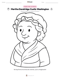 Vista previa de la hoja de trabajo imprimible de Martha Dandridge Custis Washington