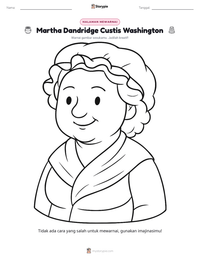 Prabaca lembar kerja cetak Martha Dandridge Custis Washington