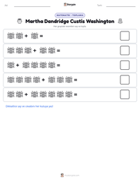 Martha Dandridge Custis Washington yazdırılabilir çalışma sayfası önizlemesi