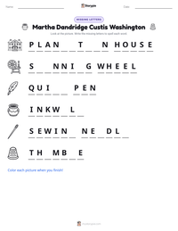 Martha Dandridge Custis Washington printable worksheet preview