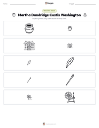 Prabaca lembar kerja cetak Martha Dandridge Custis Washington