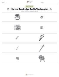 Martha Dandridge Custis Washington afdrukbare werkblad voorbeeld