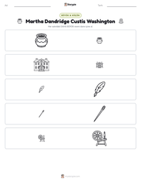 Martha Dandridge Custis Washington yazdırılabilir çalışma sayfası önizlemesi