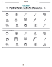 Martha Dandridge Custis Washington yazdırılabilir çalışma sayfası önizlemesi