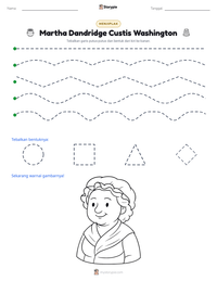 Prabaca lembar kerja cetak Martha Dandridge Custis Washington